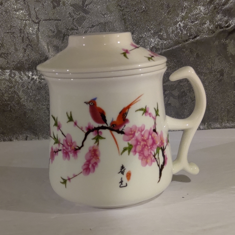 BandTie Loose Leaf Tea Brewing System. Porcelain. Peach Blossom. 3 pc set